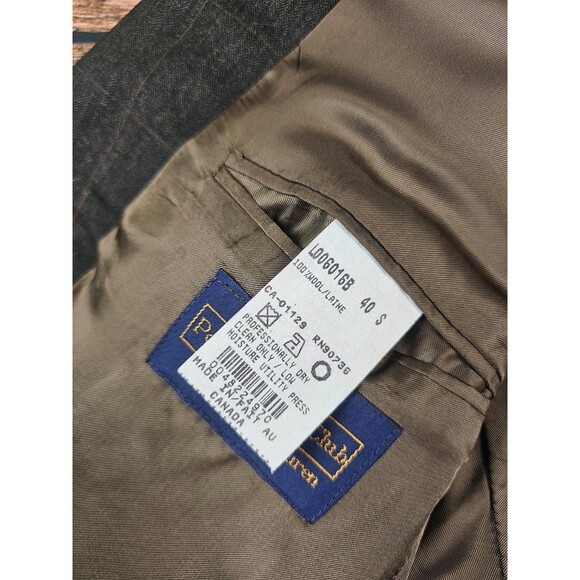 Polo University Mens 40S Brown Widowpane 2-Btn Blazer Jacket Sport Coat Wool EUC - Picture 8 of 12